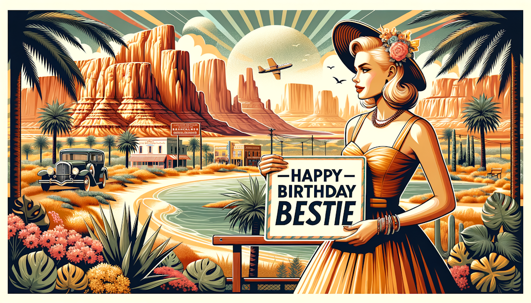 Image poster of a sign for Happy Birthday bestie