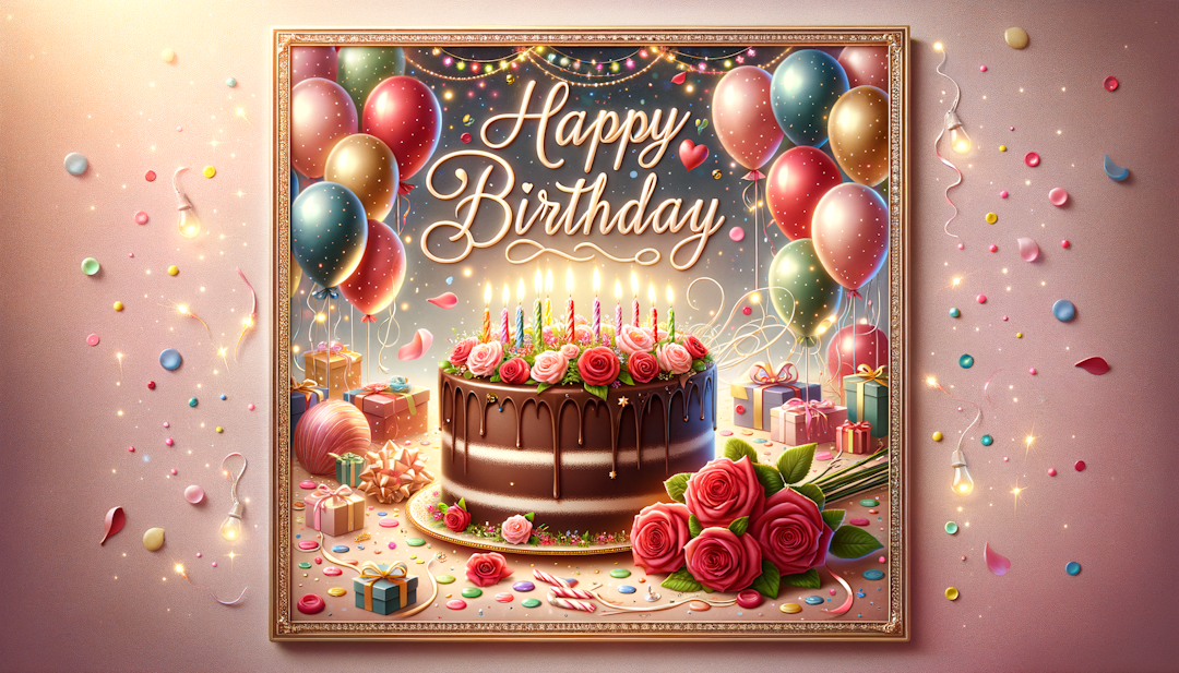 Happy Birthday Grandma Cake and Flowers Card Image