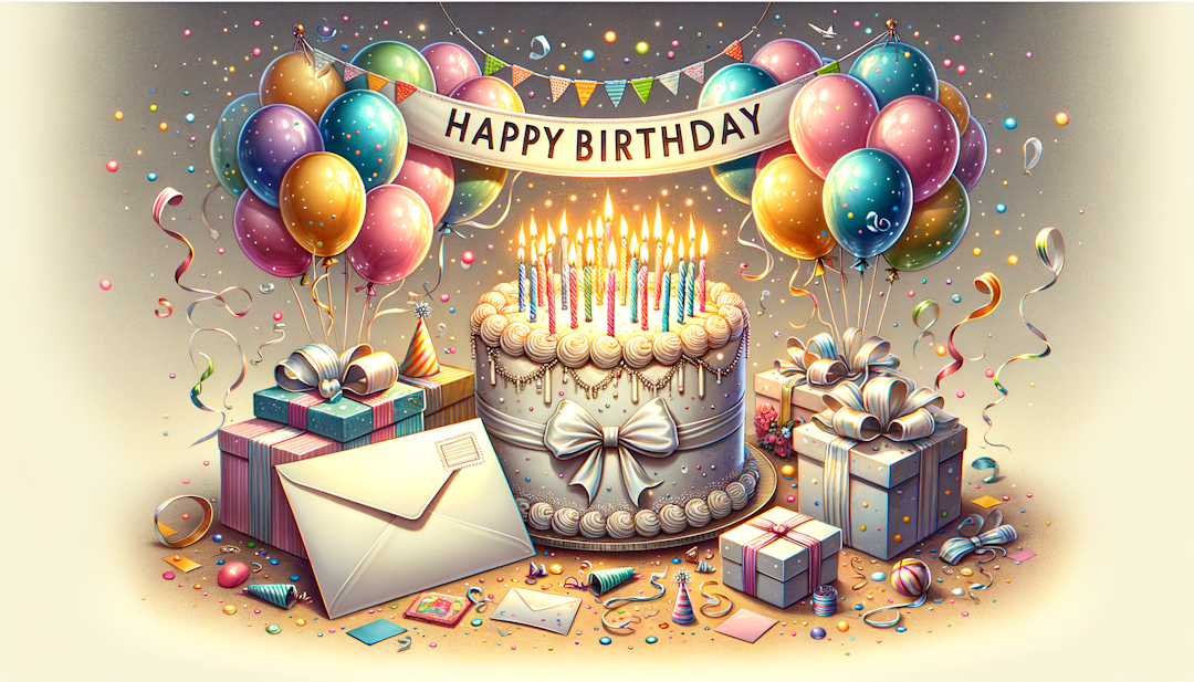 Happy Birthday card with balloons for 2024 image