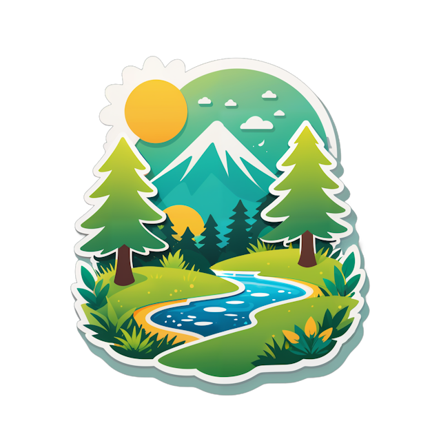 AI generated cartoon sticker for Nature
