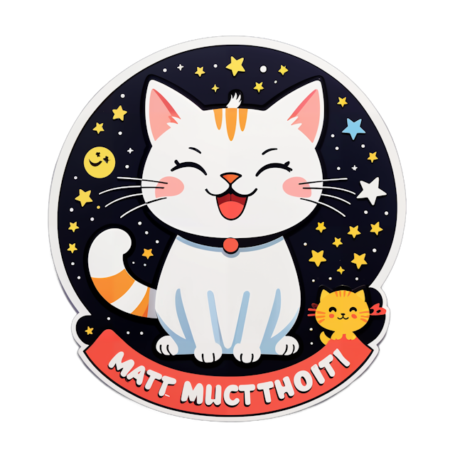 AI generated cartoon sticker for cat saying good night to mutti