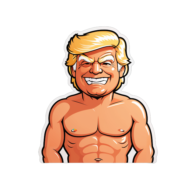 AI generated cartoon sticker for naked trump. 