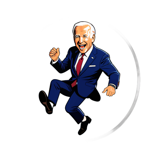 AI generated cartoon sticker for Biden falling