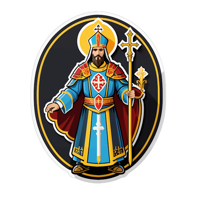 AI generated cartoon sticker for Eastern christian orthodox knight