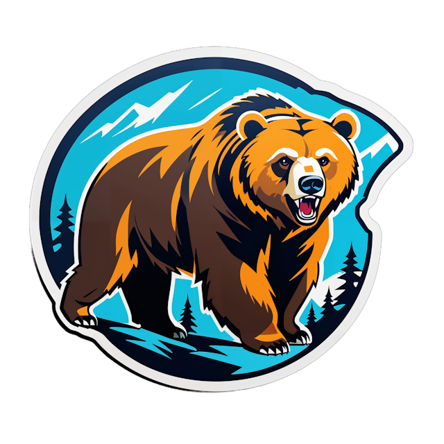 AI generated cartoon sticker for Grizzly Bear USA

