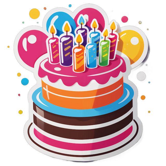 AI generated cartoon sticker for Happy Birthday Cake