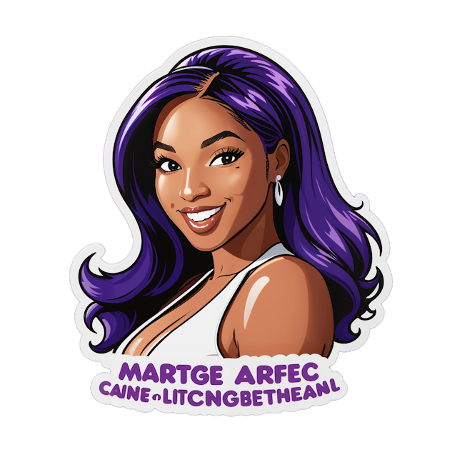 AI generated cartoon sticker for Meghan thee Stallion saying Happy Birthday George