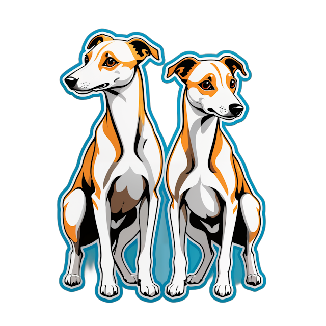 AI generated cartoon sticker for Whippets