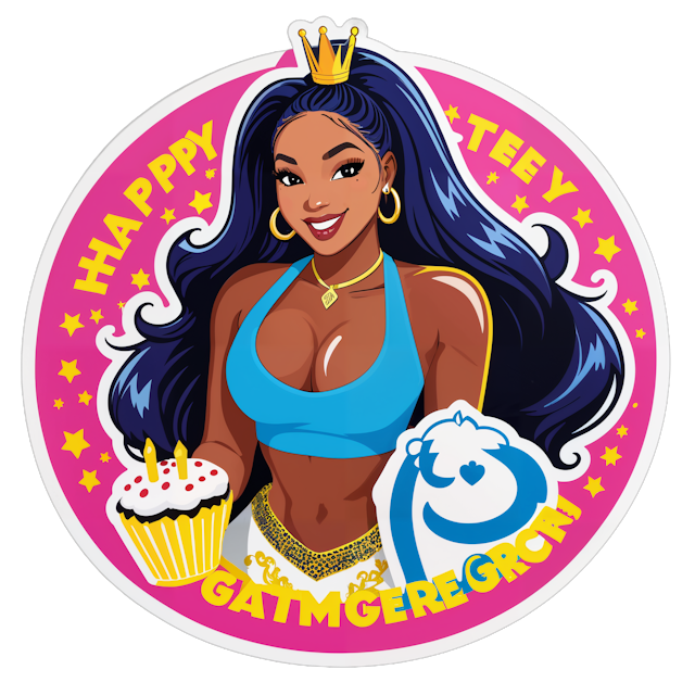 AI generated cartoon sticker for Meghan thee Stallion Happy Birthday George