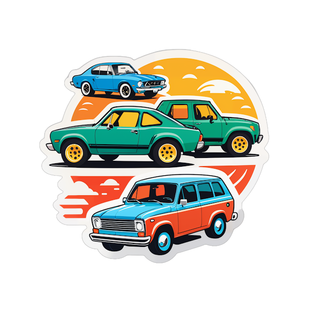 AI generated cartoon sticker for Vehicles