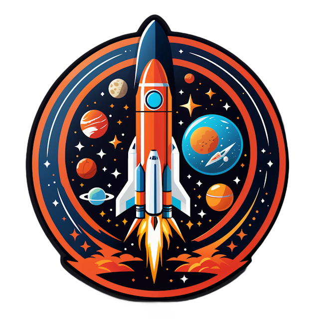 AI generated cartoon sticker for Logo of rockets and mars