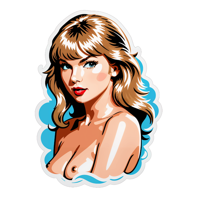 AI generated cartoon sticker for taylor swift naked