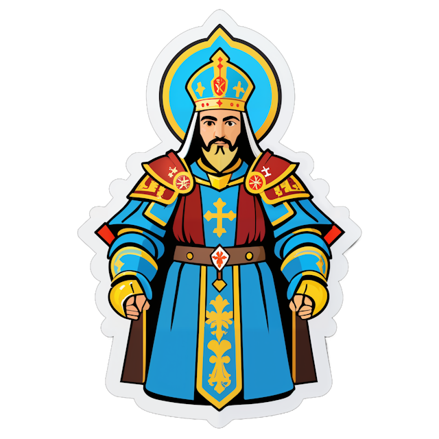 AI generated cartoon sticker for Catholic orthodox knight