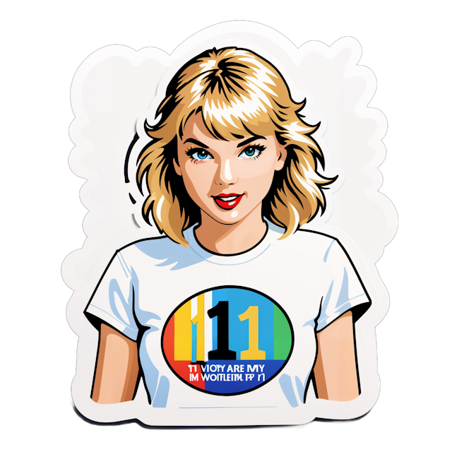 AI generated cartoon sticker for Taylor Swift with 'Ivory are my #1' tshirt