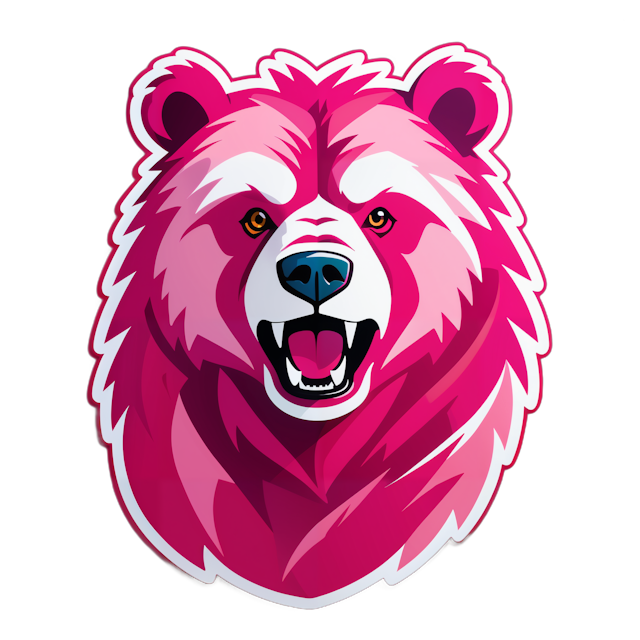 AI generated cartoon sticker for Grizzly Bear Pink 
