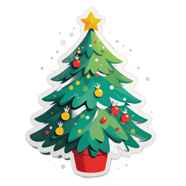 AI generated cartoon sticker for a cute christmas tree