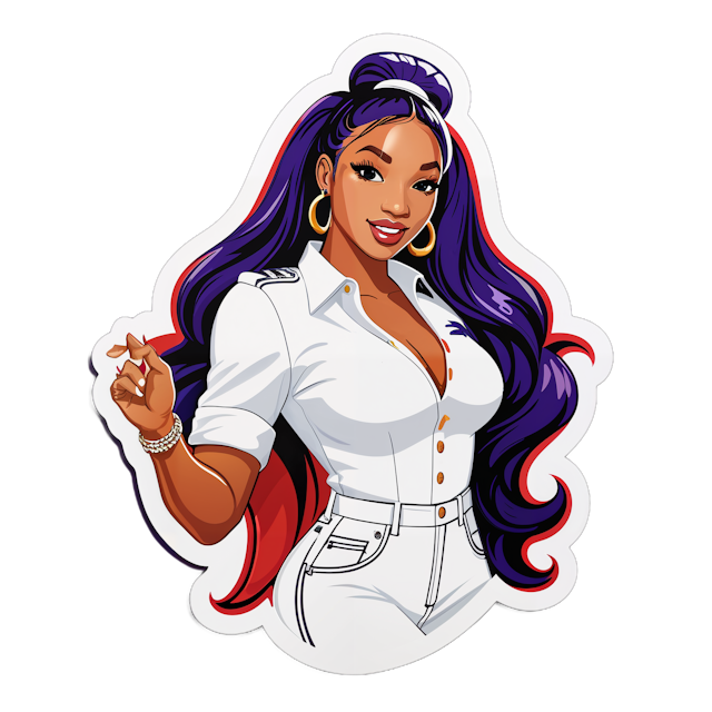 AI generated cartoon sticker for Meghan thee Stallion