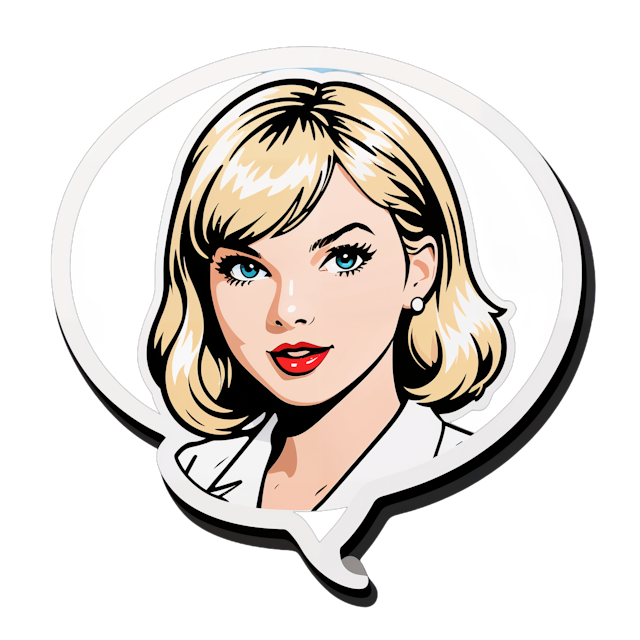 AI generated cartoon sticker for Taylor Swift with IVORY are my #1 speech bubble 