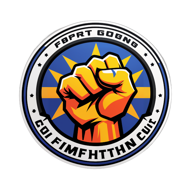 AI generated cartoon sticker for Logo of  a fist for a fighting gym