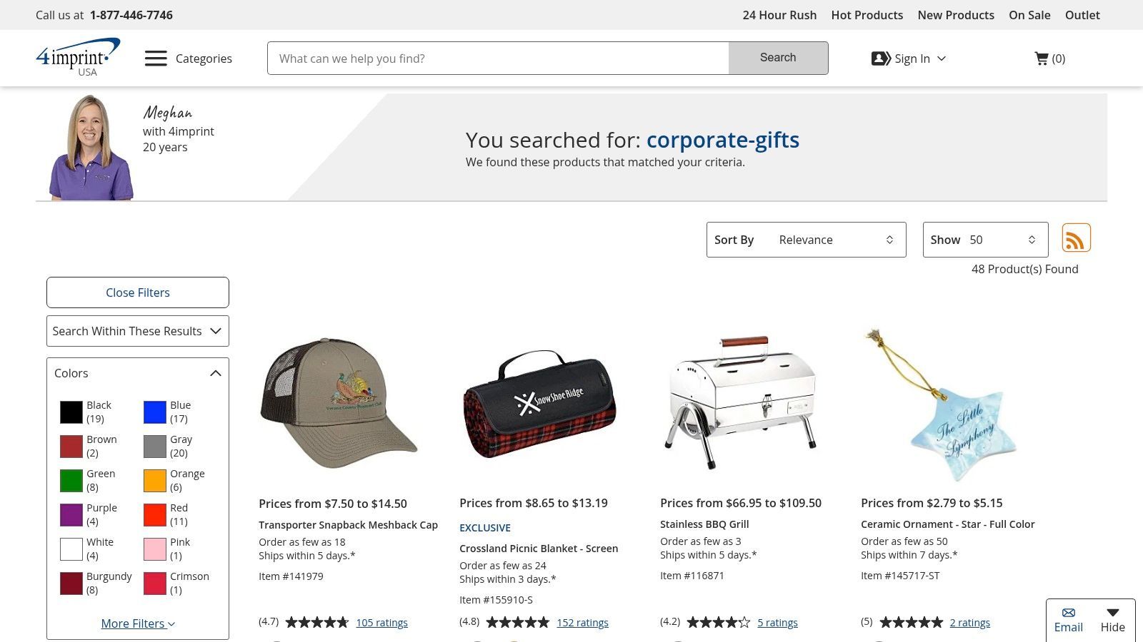 A collection of branded products from 4imprint, including a mug, water bottle, and notebook, demonstrating personalized corporate gift ideas