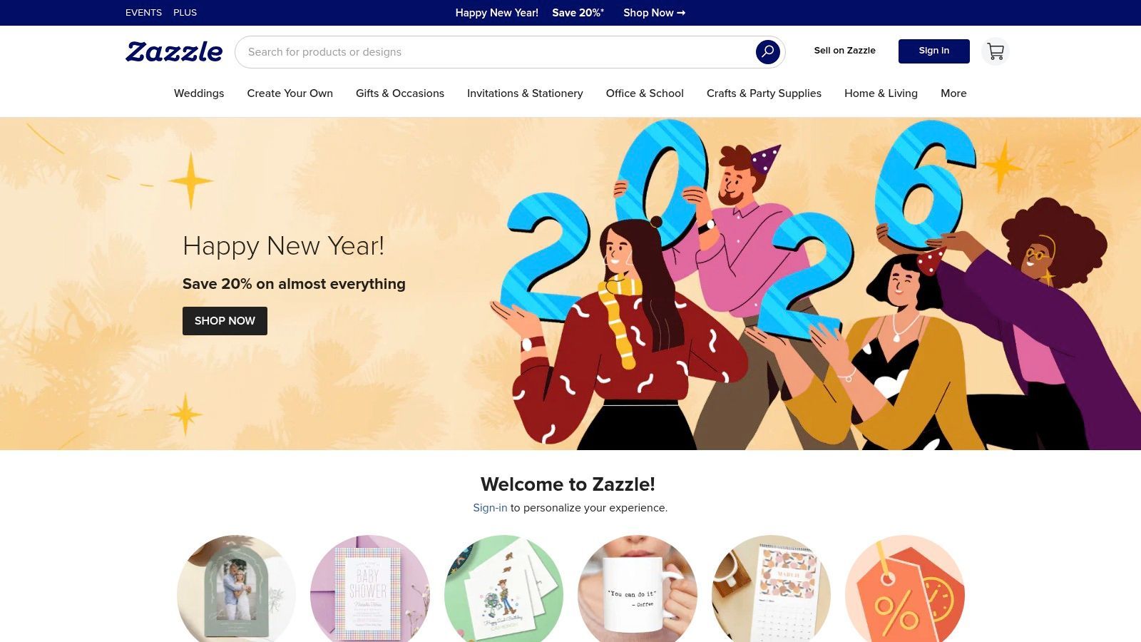 A selection of personalized corporate gift ideas from Zazzle, including custom notebooks and mugs