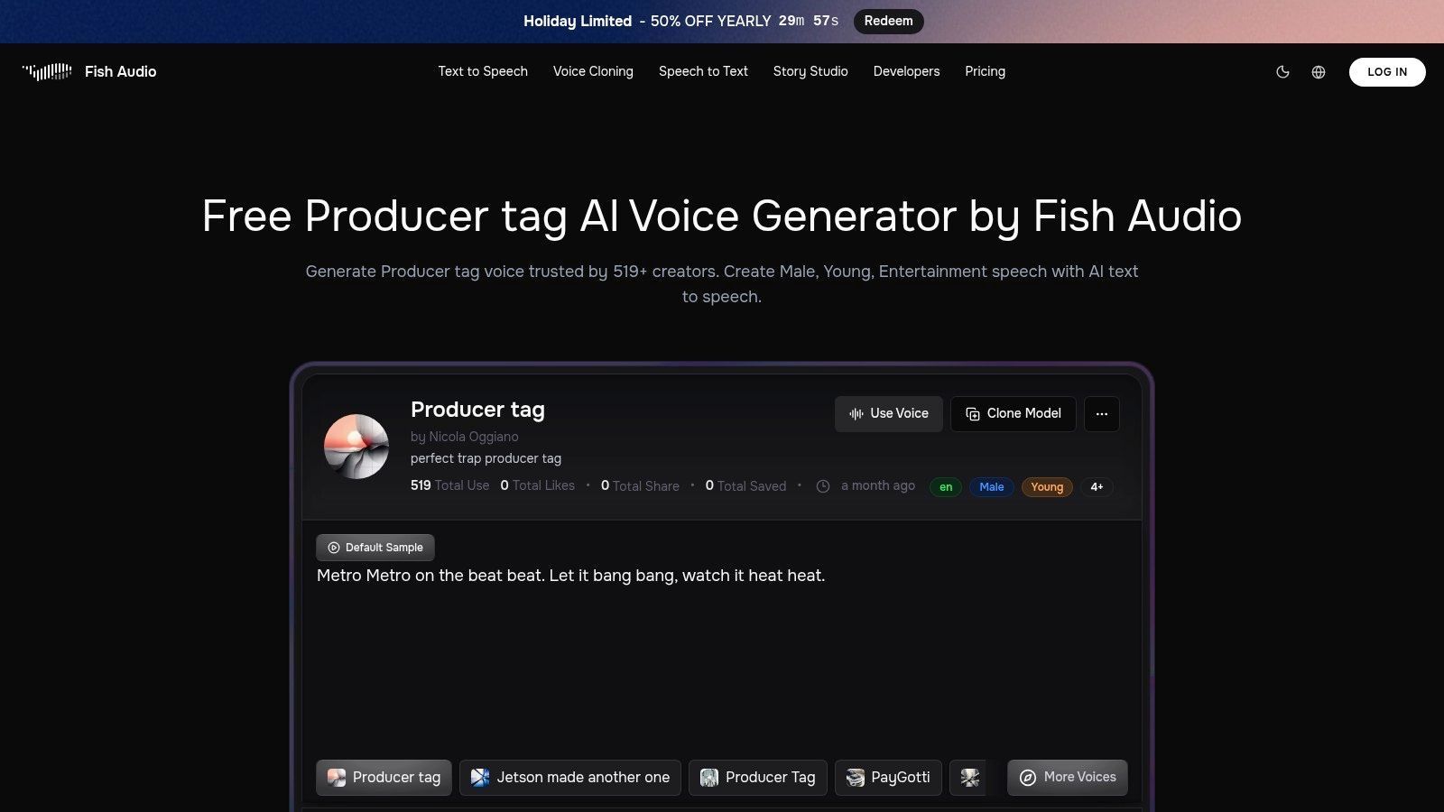 Fish Audio – Producer Tag AI Voice Generator