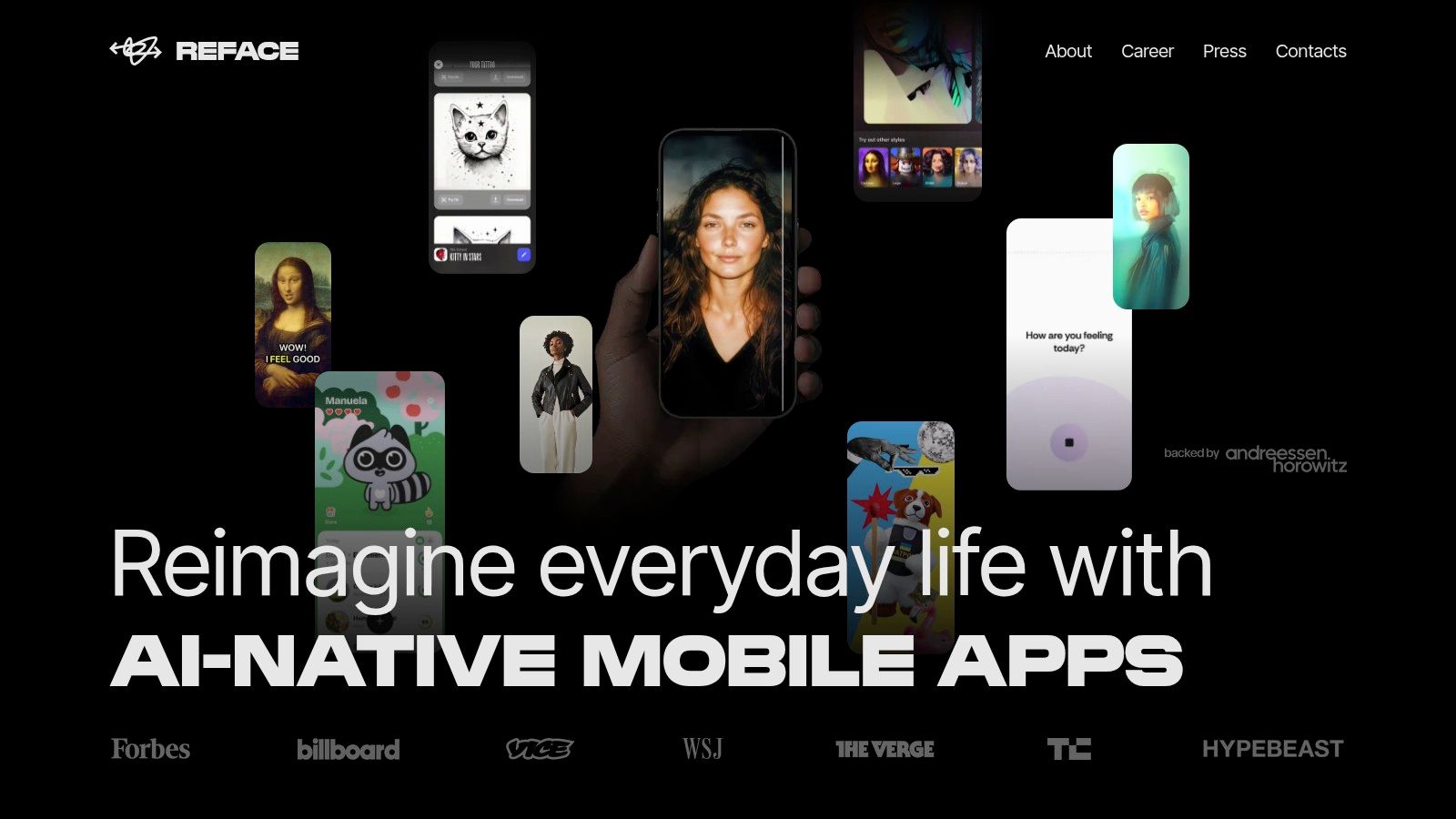 A collage of face-swapped images created with the Reface app.