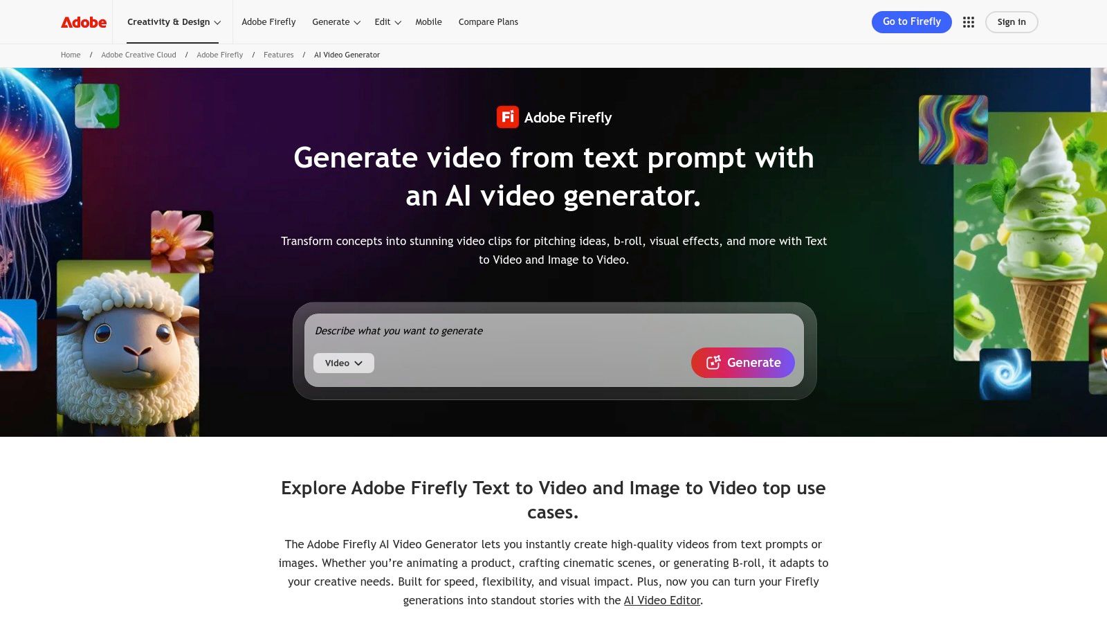 A fantasy-style video generated by the Adobe Firefly AI video tool, showing a character in a forest.