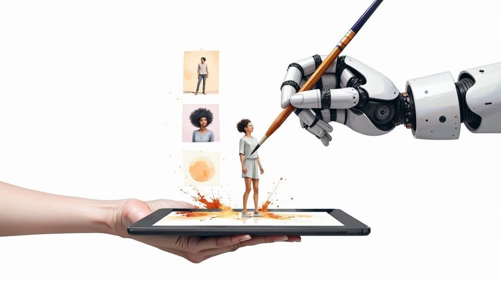 A futuristic, AI-generated image depicting abstract musical concepts and vibrant colors.