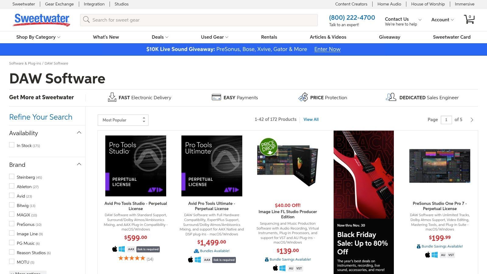 Sweetwater - DAW Software Category