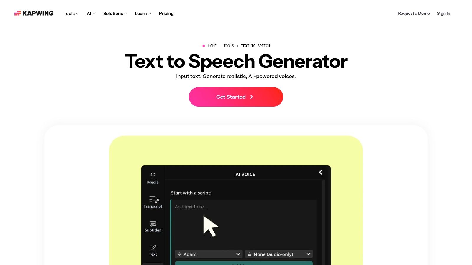 Kapwing – Text to Speech / Text to Voice