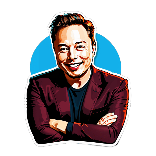 AI generated cartoon sticker for Happy birthday from elon musk