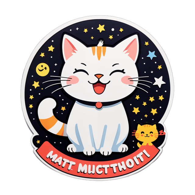 AI generated cartoon sticker for cat saying good night to mutti