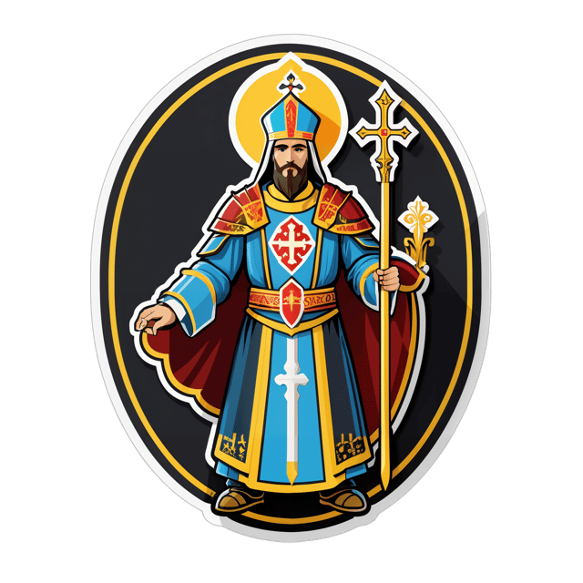 AI generated cartoon sticker for Eastern christian orthodox knight