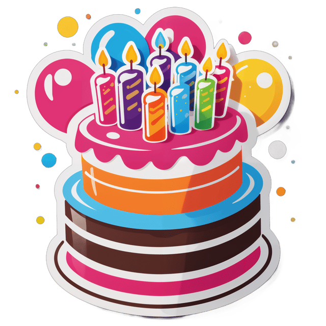 AI generated cartoon sticker for Happy Birthday Cake