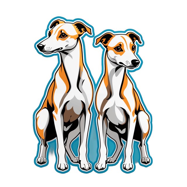 AI generated cartoon sticker for Whippets