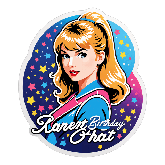 AI generated cartoon sticker for Taylor Swift birthday