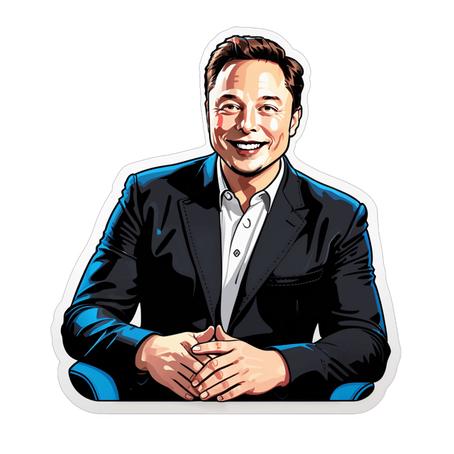 AI generated cartoon sticker for Happy birthday from elon musk