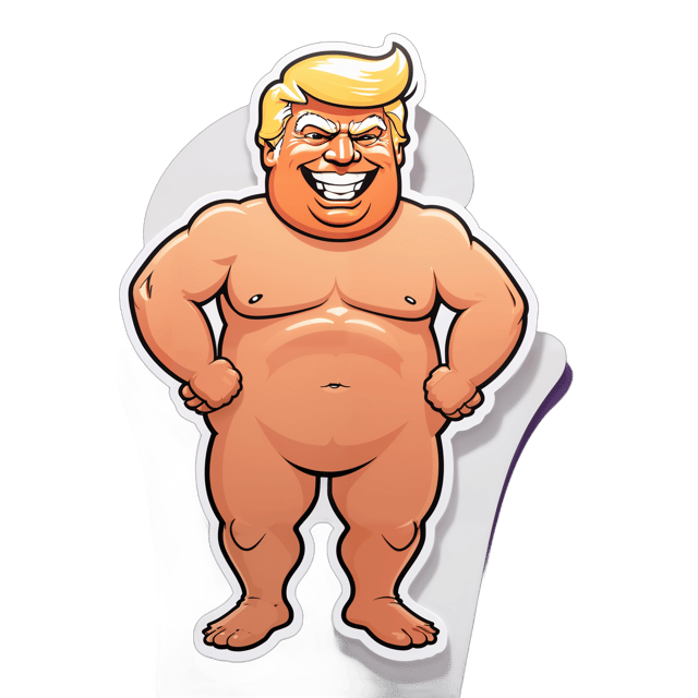 AI generated cartoon sticker for naked trump. 