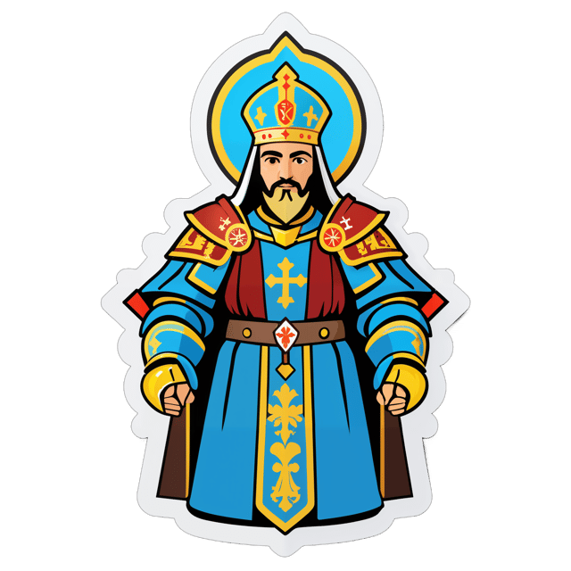 AI generated cartoon sticker for Catholic orthodox knight