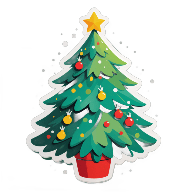 AI generated cartoon sticker for a cute christmas tree