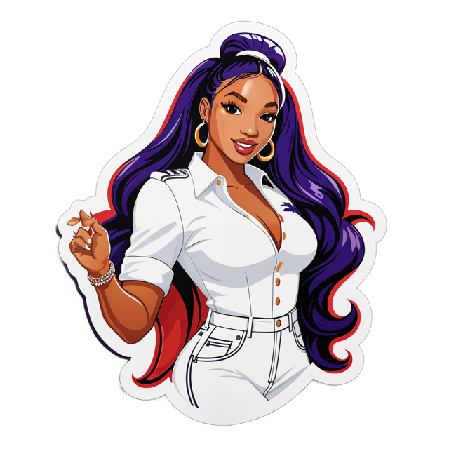 AI generated cartoon sticker for Meghan thee Stallion