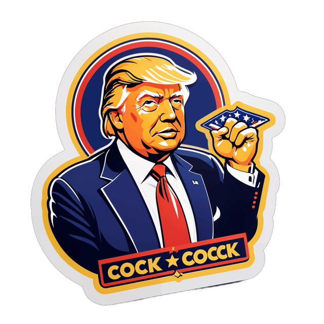 AI generated cartoon sticker for Donald Trump is a crook
















