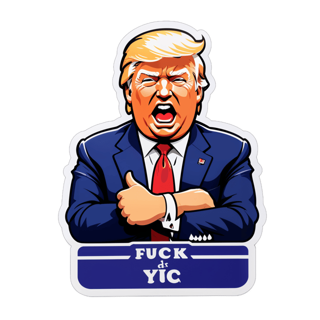 AI generated cartoon sticker for Donald Trump + fuck you





