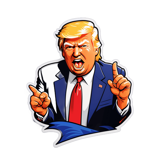 AI generated cartoon sticker for Donald Trump + giving you the middle finger





