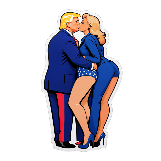 AI generated cartoon sticker for Donald Trump ass kisser many women



