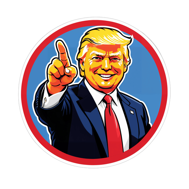 AI generated cartoon sticker for Donald Trump in a seal pointing at you


