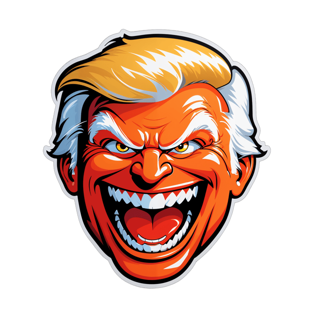 AI generated cartoon sticker for Donald Trump Evil laugh