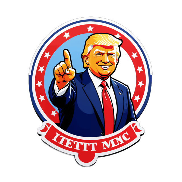 AI generated cartoon sticker for Donald Trump in a seal pointing at you
