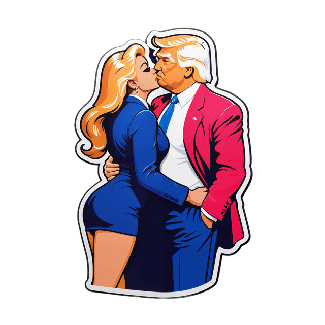 AI generated cartoon sticker for Donald Trump ass kisser many women



